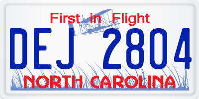 NC license plate DEJ2804