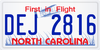 NC license plate DEJ2816