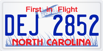 NC license plate DEJ2852
