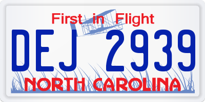 NC license plate DEJ2939