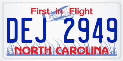 NC license plate DEJ2949