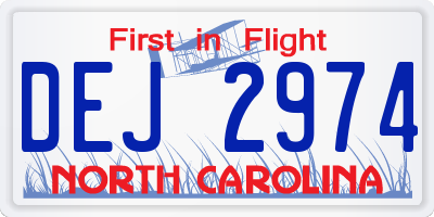 NC license plate DEJ2974