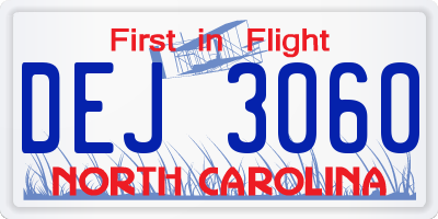 NC license plate DEJ3060