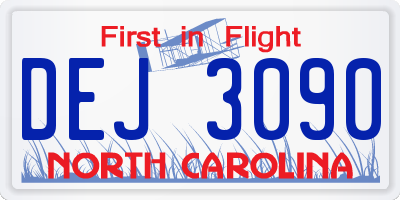 NC license plate DEJ3090