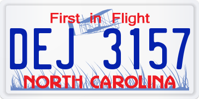 NC license plate DEJ3157
