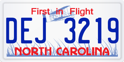 NC license plate DEJ3219