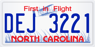 NC license plate DEJ3221