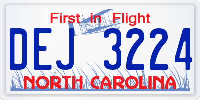 NC license plate DEJ3224