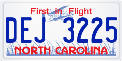 NC license plate DEJ3225