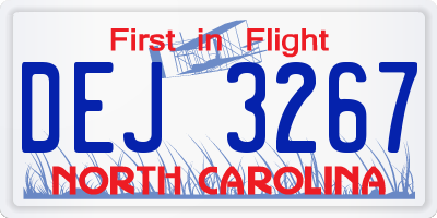 NC license plate DEJ3267