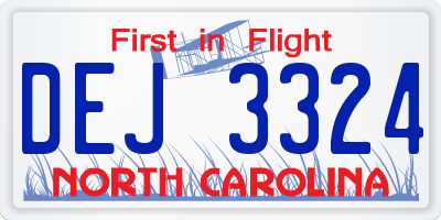 NC license plate DEJ3324