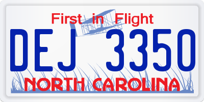 NC license plate DEJ3350