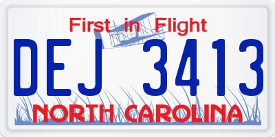 NC license plate DEJ3413