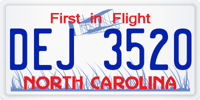 NC license plate DEJ3520