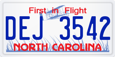 NC license plate DEJ3542