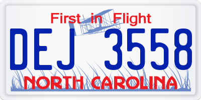 NC license plate DEJ3558