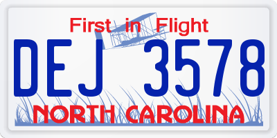 NC license plate DEJ3578