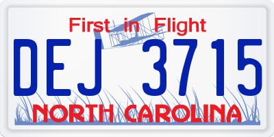 NC license plate DEJ3715