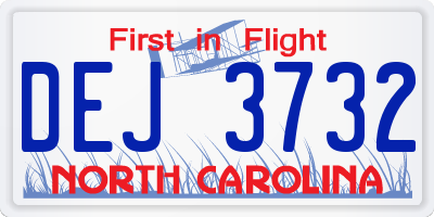 NC license plate DEJ3732