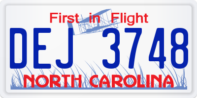NC license plate DEJ3748