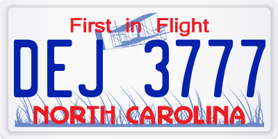 NC license plate DEJ3777