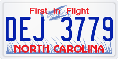 NC license plate DEJ3779