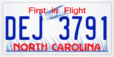 NC license plate DEJ3791