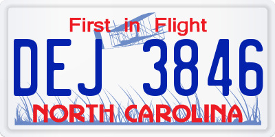 NC license plate DEJ3846