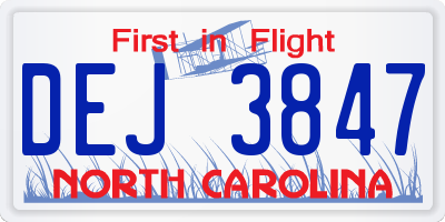 NC license plate DEJ3847