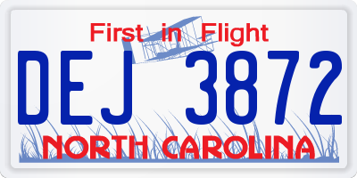 NC license plate DEJ3872