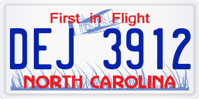 NC license plate DEJ3912