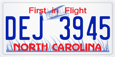 NC license plate DEJ3945