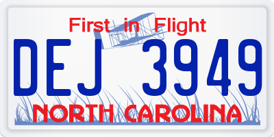 NC license plate DEJ3949