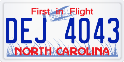 NC license plate DEJ4043