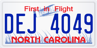 NC license plate DEJ4049