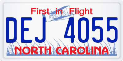 NC license plate DEJ4055