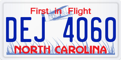 NC license plate DEJ4060
