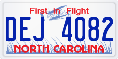 NC license plate DEJ4082