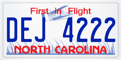 NC license plate DEJ4222