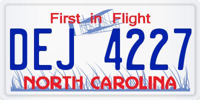 NC license plate DEJ4227