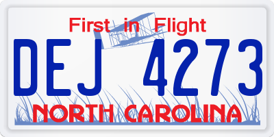 NC license plate DEJ4273