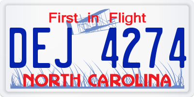 NC license plate DEJ4274