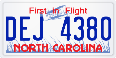 NC license plate DEJ4380