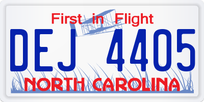 NC license plate DEJ4405