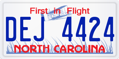 NC license plate DEJ4424