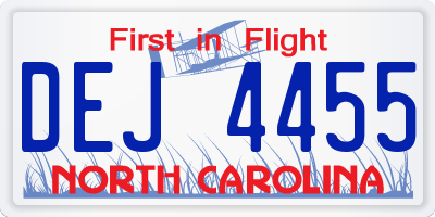 NC license plate DEJ4455