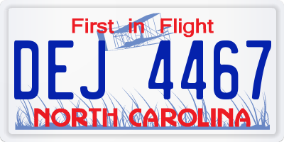 NC license plate DEJ4467
