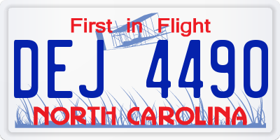 NC license plate DEJ4490