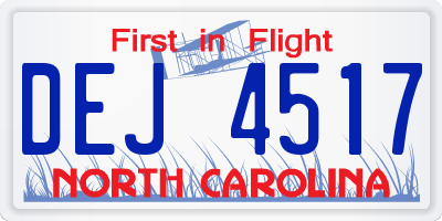 NC license plate DEJ4517