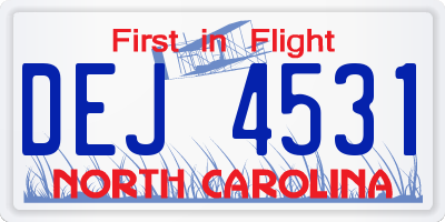 NC license plate DEJ4531
